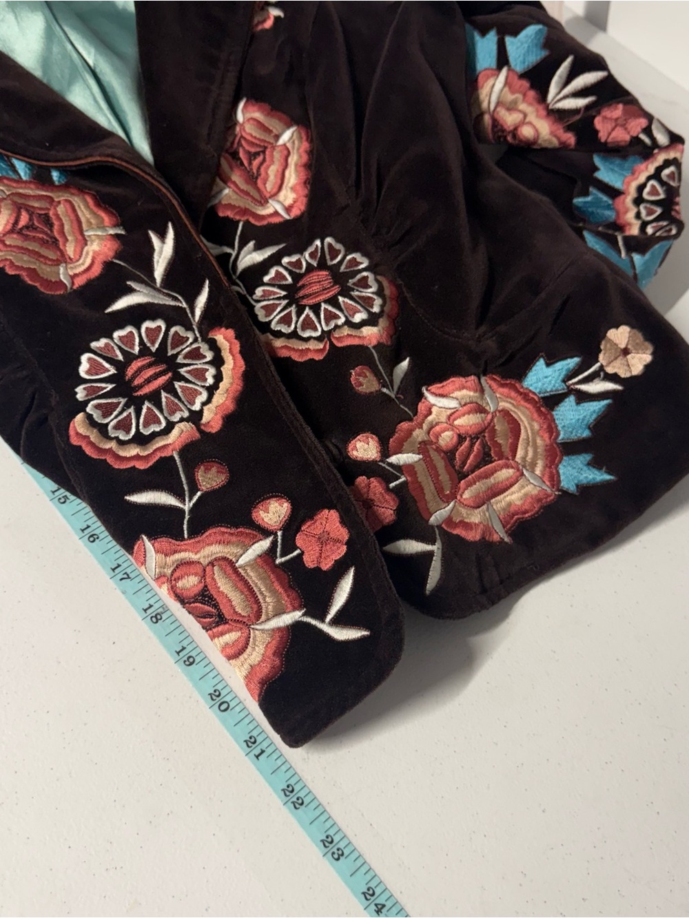 Cach’e Velvet embroidered Brown blazer Size 2 Y2K Bohemian Hippie Artsy - Picture 3 of 12